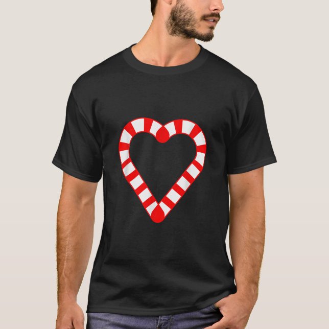 Candy Cane Heart Christmas Candy Cane Lover Xmas  T-Shirt (Front)
