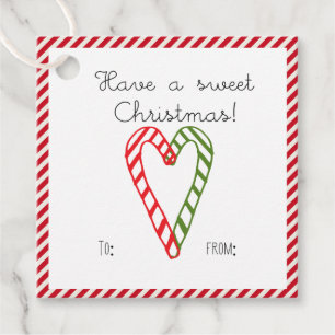 Candy Cane Heart Christmas Gift Favour Tags