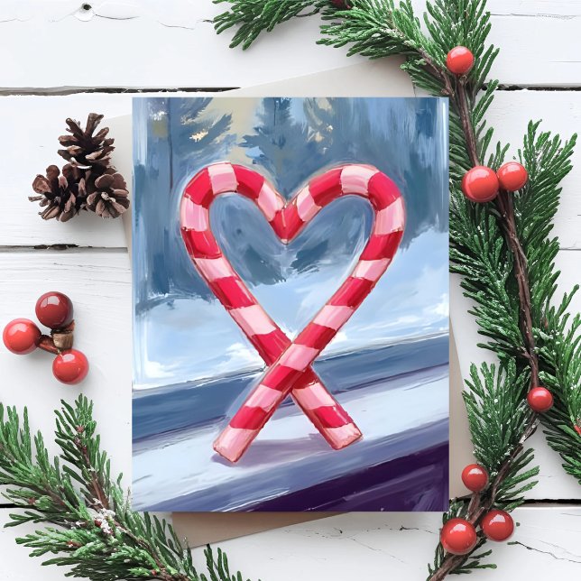 Candy Cane Heart Christmas Holiday Postcard (Creator Uploaded)