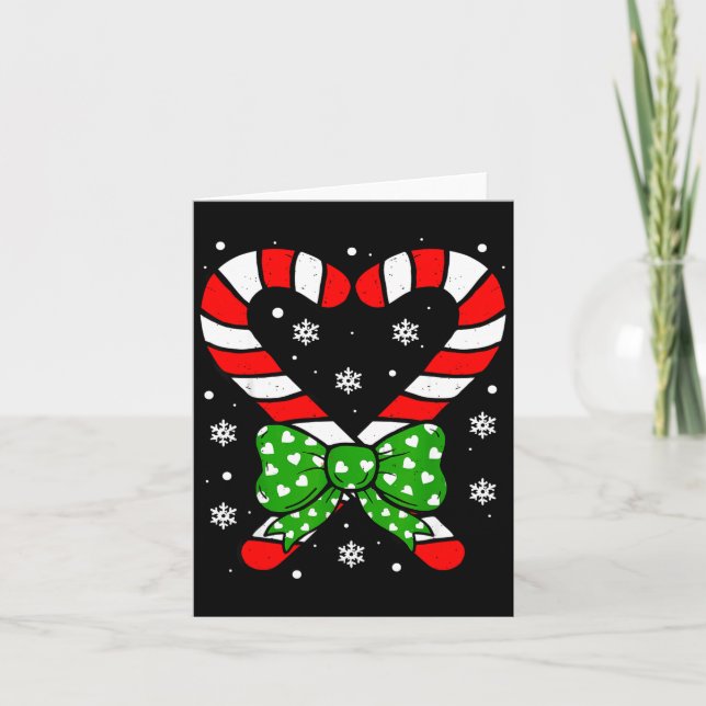 Candy Cane Heart Coquette Bow Christmas Toddler Ki Card (Front)