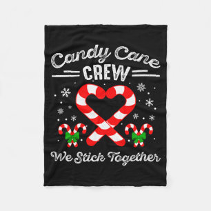 Candy Cane Heart Crew We Stick Together Matching P Fleece Blanket