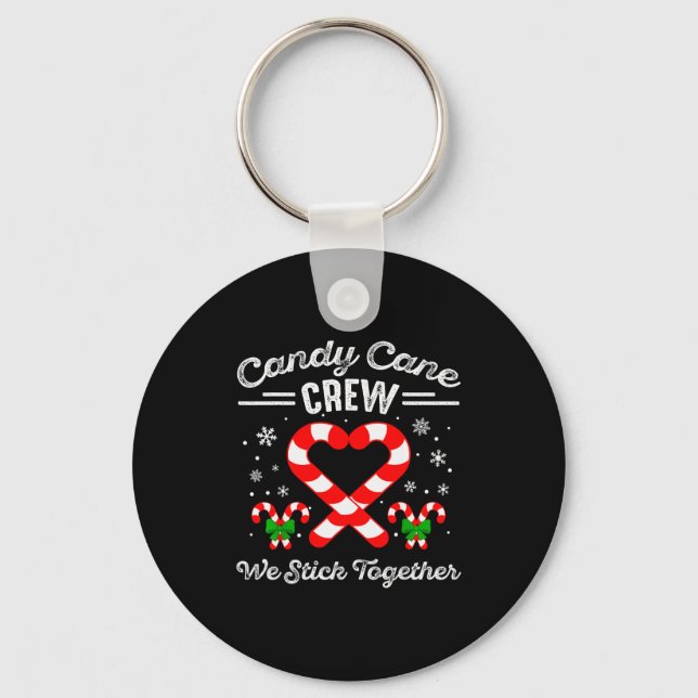 Candy Cane Heart Crew We Stick Together Matching P Key Ring (Front)