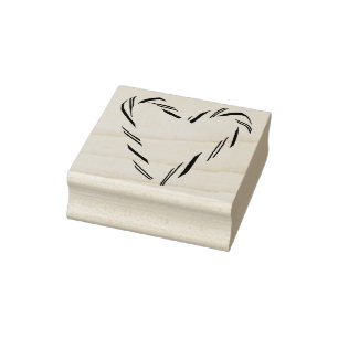 Candy Cane Heart Rubber Stamp