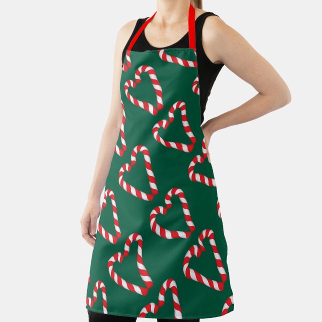 Candy Cane Heart Screwball Graphics Holiday Apron (Insitu)