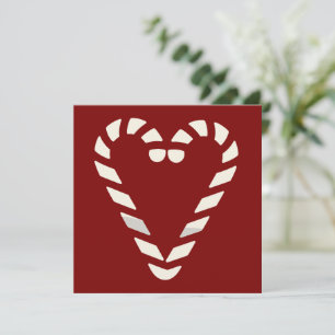 Candy Cane Heart Shape Merry Christmas  Holiday Card