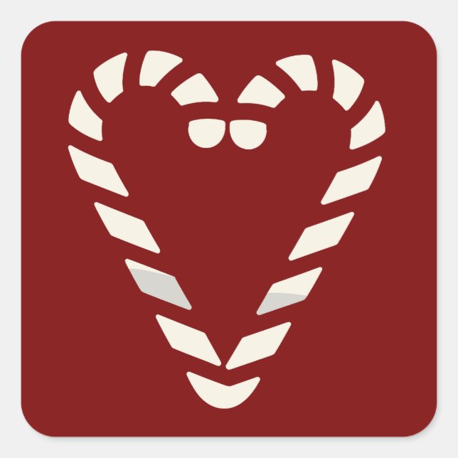 Candy Cane Heart Shape Merry Christmas  Square Sticker (Front)