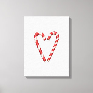 Candy Cane Heart Sweet Christmas Holiday Canvas Print