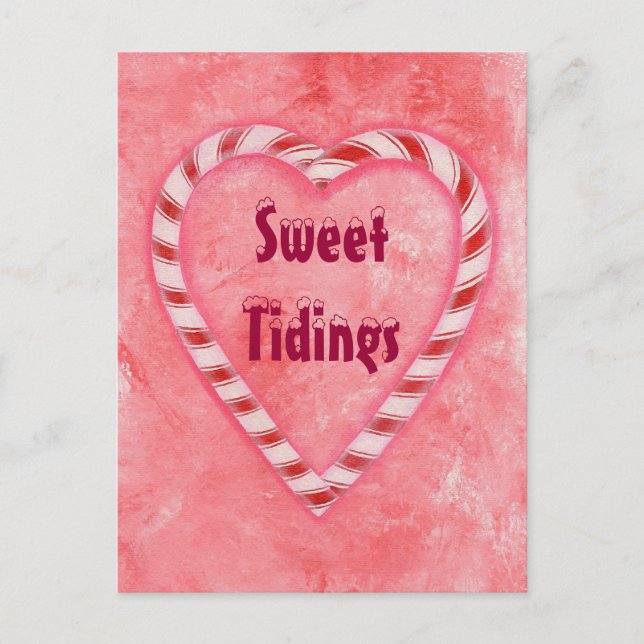 Candy Cane Heart Sweet Tidings Christmas Postcards (Front)
