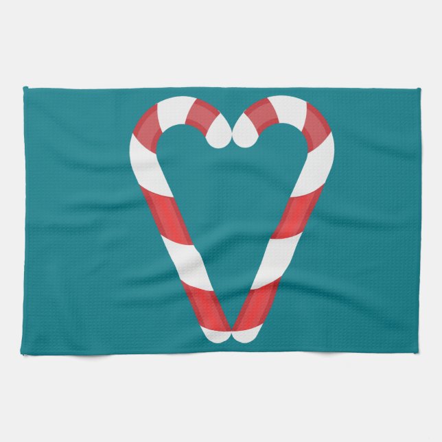 candy cane heart tea towel (Horizontal)