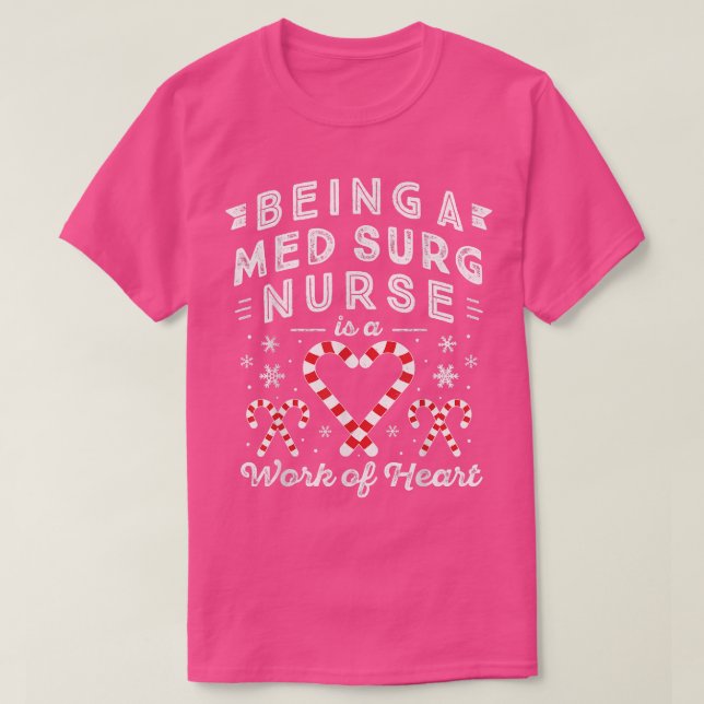 Candy Cane HeartChristmas Medical Surgical Nurse M T-Shirt (Design Front)