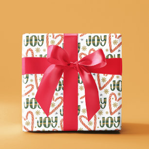Candy Cane Hearts and Snowflakes Christmas Wrapping Paper