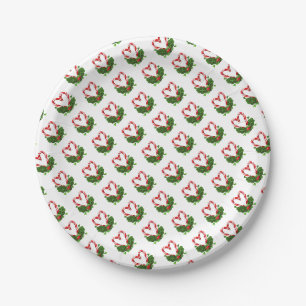 Candy Cane Hearts Holiday Love Merry Christmas Paper Plate