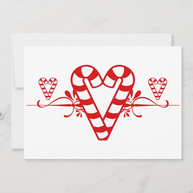 Candy Cane Hearts Invitation (Front)