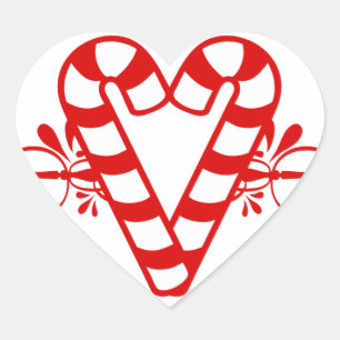 Candy Cane Hearts Stickers