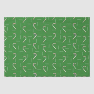 Candy Cane HoHoHo Green Red Christmas Holiday Tissue Paper