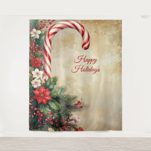 Candy Cane Holiday Backdrop Tapestry