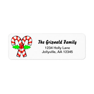 Candy Cane Holiday Christmas Address