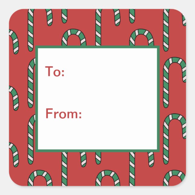 Candy Cane Holiday Festive Christmas Gift Tag (Front)