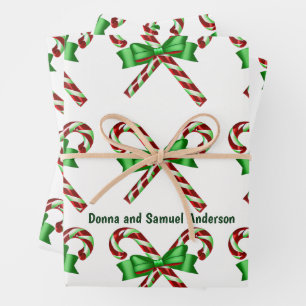Candy Cane Holiday Wrapping Paper Sheet