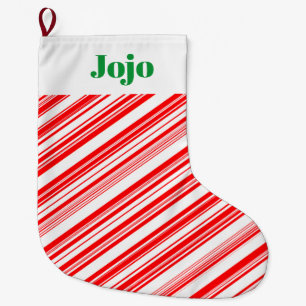 Candy Cane Holiday Xmas 4Jojo (Name) Large Christmas Stocking