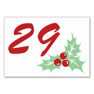 Candy Cane Holly   Custom Table Number Card 3 x 5