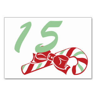 Candy Cane Holly   Custom Table Number Card 3 x 5