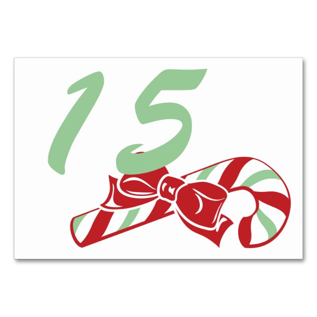 Candy Cane Holly | Custom Table Number Card 3 x 5 (Front)