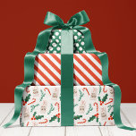 Candy Cane Holly Pattern Cute Holiday Christmas Wrapping Paper Sheet<br><div class="desc">Candy Cane Holly Pattern Cute Holiday Christmas Wrapping Paper Sheets</div>