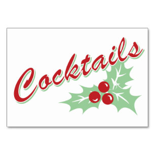 Candy Cane Holly   Retro Cocktail Table Card 3 x 5