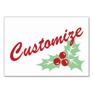 Candy Cane Holly   Retro Custom Table Card