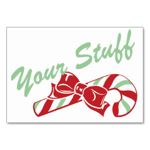 Candy Cane Holly   Retro Custom Table Card