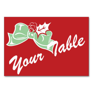 Candy Cane Holly | Retro Custom Table Card