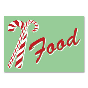 Candy Cane Holly   Retro Food Table Card 3 x 5