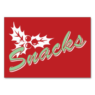 Candy Cane Holly   Retro Snacks Table Card 3 x 5