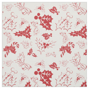 Candy Cane Holly White and Red Holiday Fabric