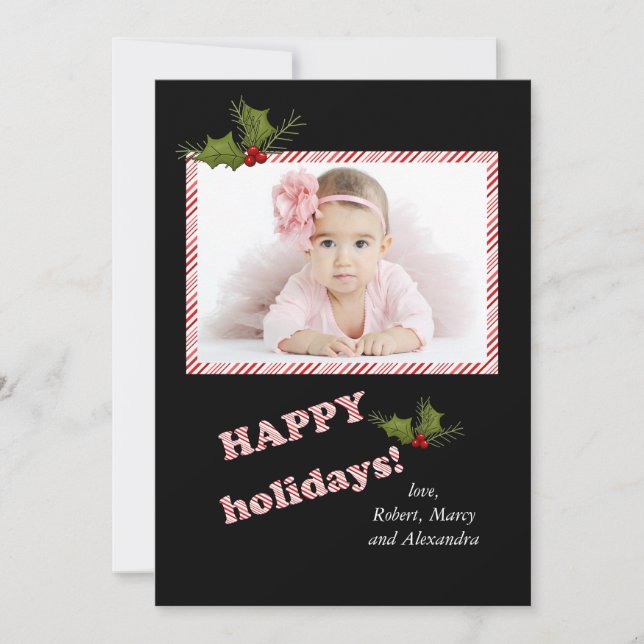 Candy Cane Horizontal Photo Holiday Card (Front)