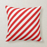 Candy Cane & Horizontal Red Stripes Pillow<br><div class="desc">Candy Cane & Horizontal Red Stripes Pillow</div>