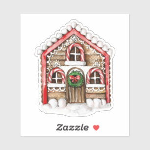 Candy Cane House Christmas Sticker
