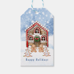 Candy cane house, gingerbread boy, girl gift tags