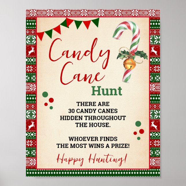Candy Cane Hunt Game Ugly Sweater Sign (Front)