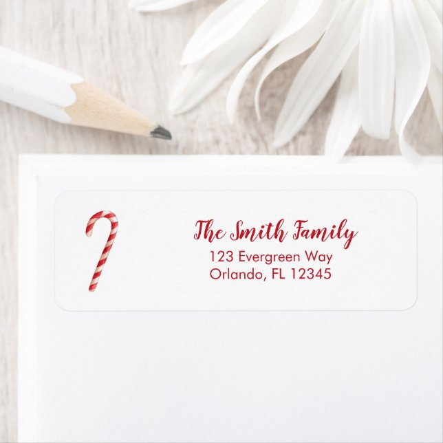 Candy Cane Illustration Return Address Label (Insitu)