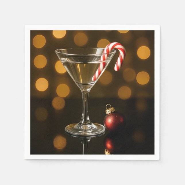 Candy Cane in a Christmas Martini Napkin (Front)