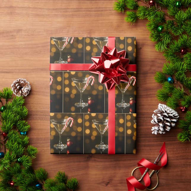 Candy Cane in a Christmas Martini Wrapping Paper (Holiday Gift)