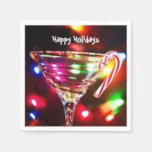 Candy Cane In Martini Glass Napkin