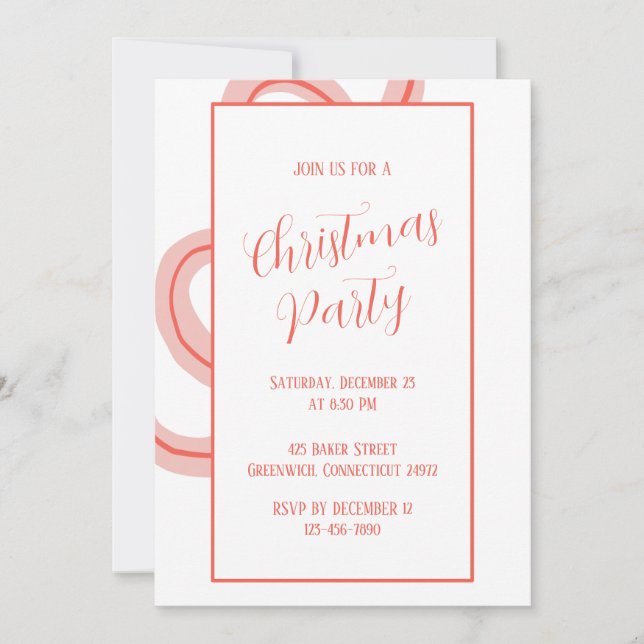 Candy Cane Inspired Christmas Party Invitation (Front)