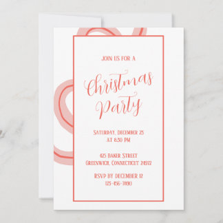Candy Cane Inspired Christmas Party Invitation