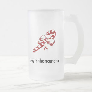 Candy Cane Joy Enhancenator Frosted Glass Beer Mug