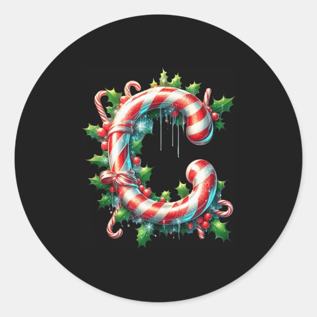 Candy Cane Joyful Holiday Srit C Tank Top  Classic Round Sticker (Front)