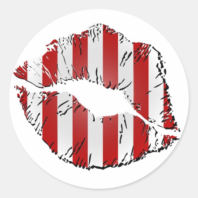 Candy Cane Kisses Classic Round Sticker (Front)