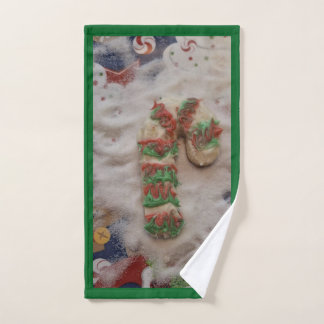 Candy Cane Kitchen Hand Towel on Green